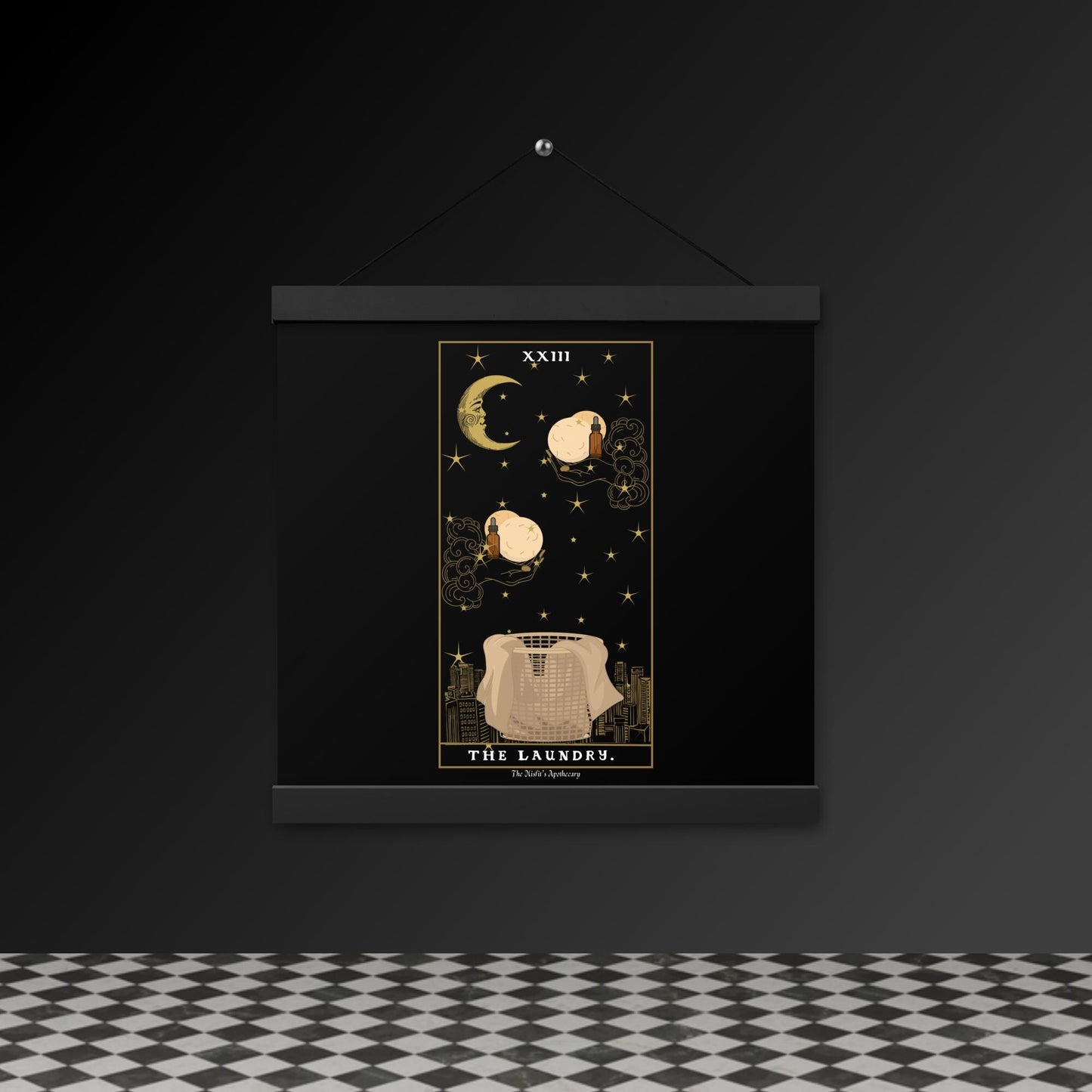 The Laundry Tarot Poster – Mystical Artwork with Wooden Hangers | The Misfits Apothecary