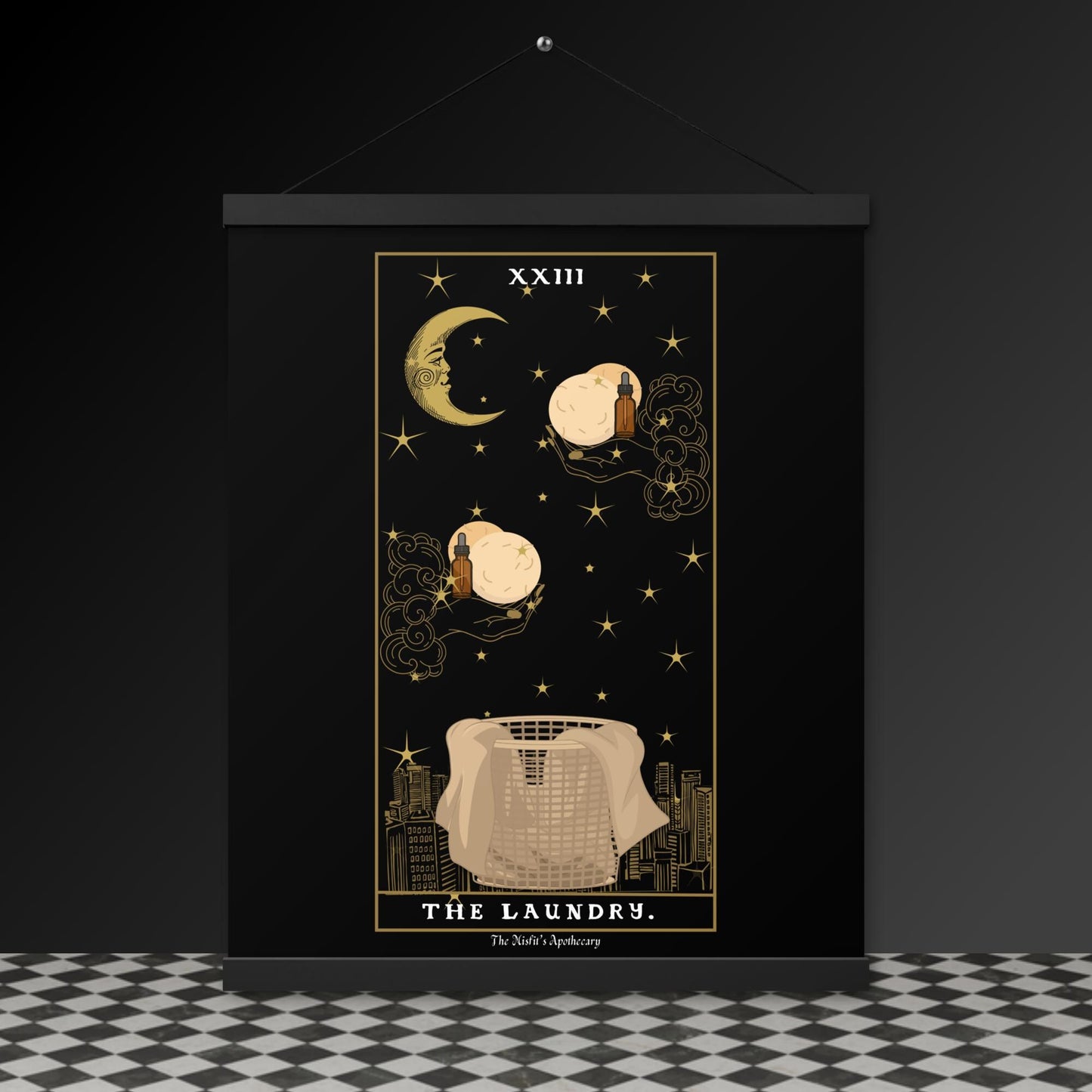 The Laundry Tarot Poster – Mystical Artwork with Wooden Hangers | The Misfits Apothecary