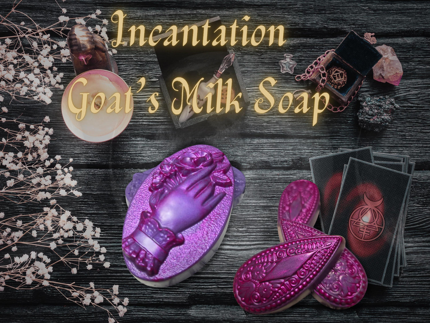 Incantation Goat’s Milk Soap – Mystical Gothic Soap, Dragon’s Blood & Patchouli, Witchy Artisan Soap, Ritual Bath Gift, Divine Feminine