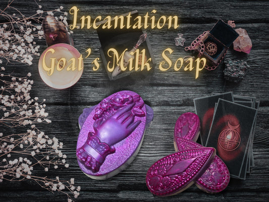 Incantation Goat’s Milk Soap – Mystical Gothic Soap, Dragon’s Blood & Patchouli, Witchy Artisan Soap, Ritual Bath Gift, Divine Feminine