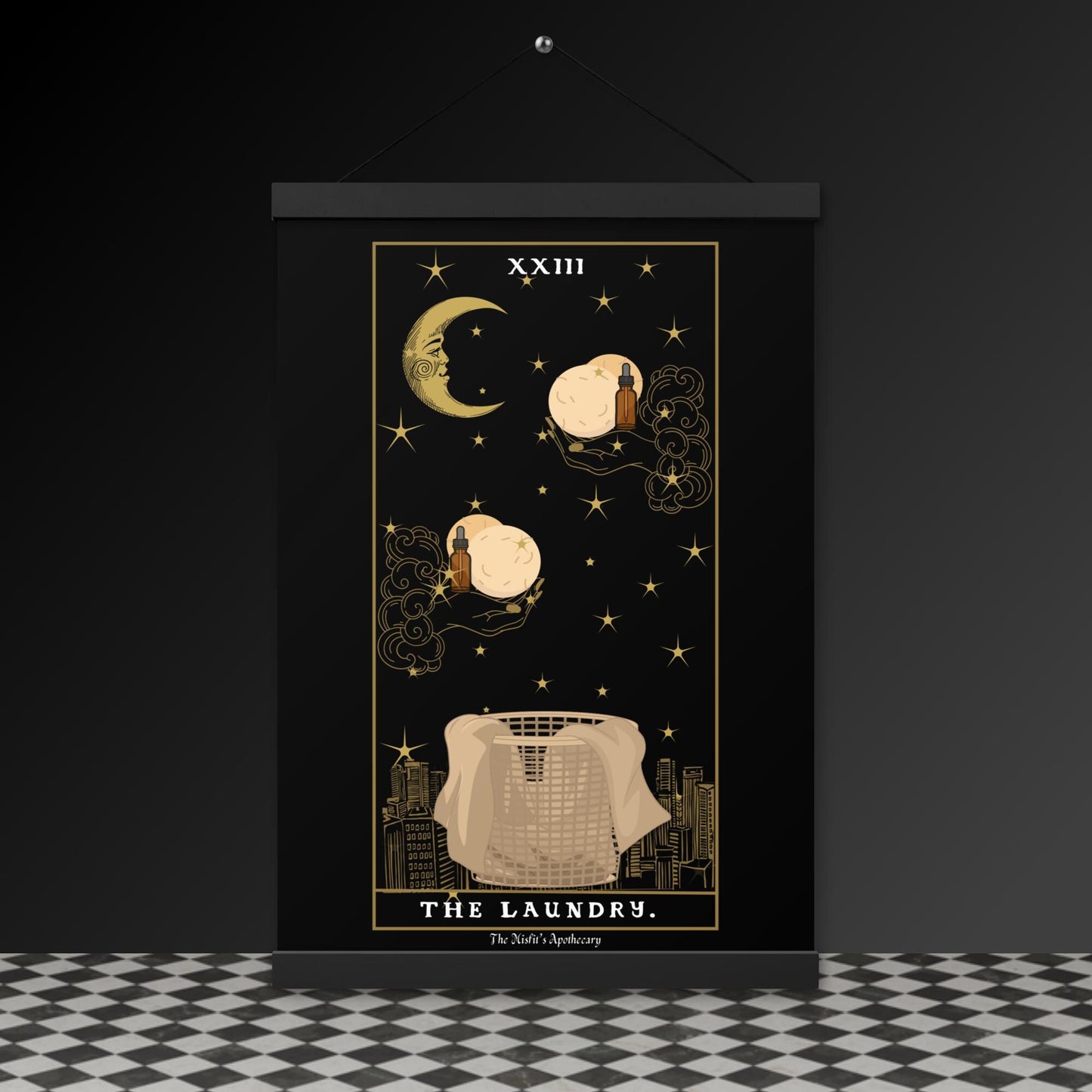 The Laundry Tarot Poster – Mystical Artwork with Wooden Hangers | The Misfits Apothecary