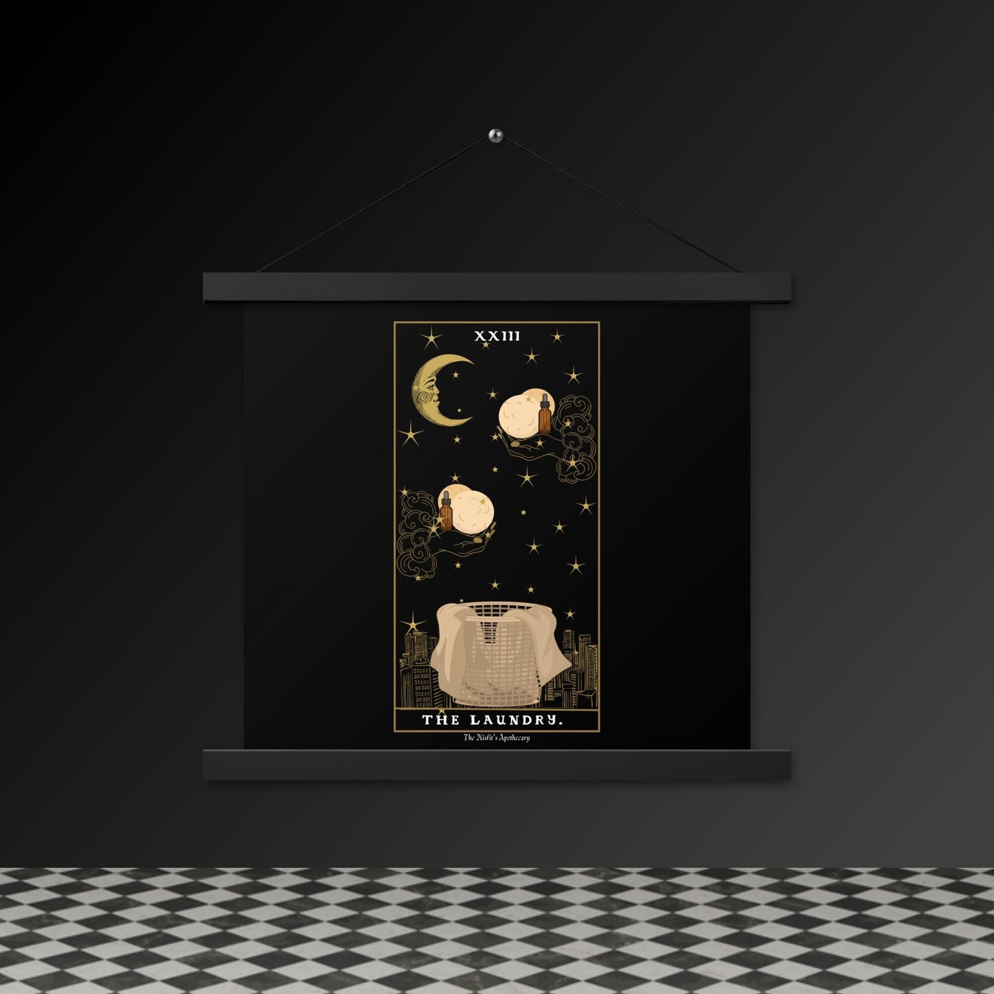 The Laundry Tarot Poster – Mystical Artwork with Wooden Hangers | The Misfits Apothecary