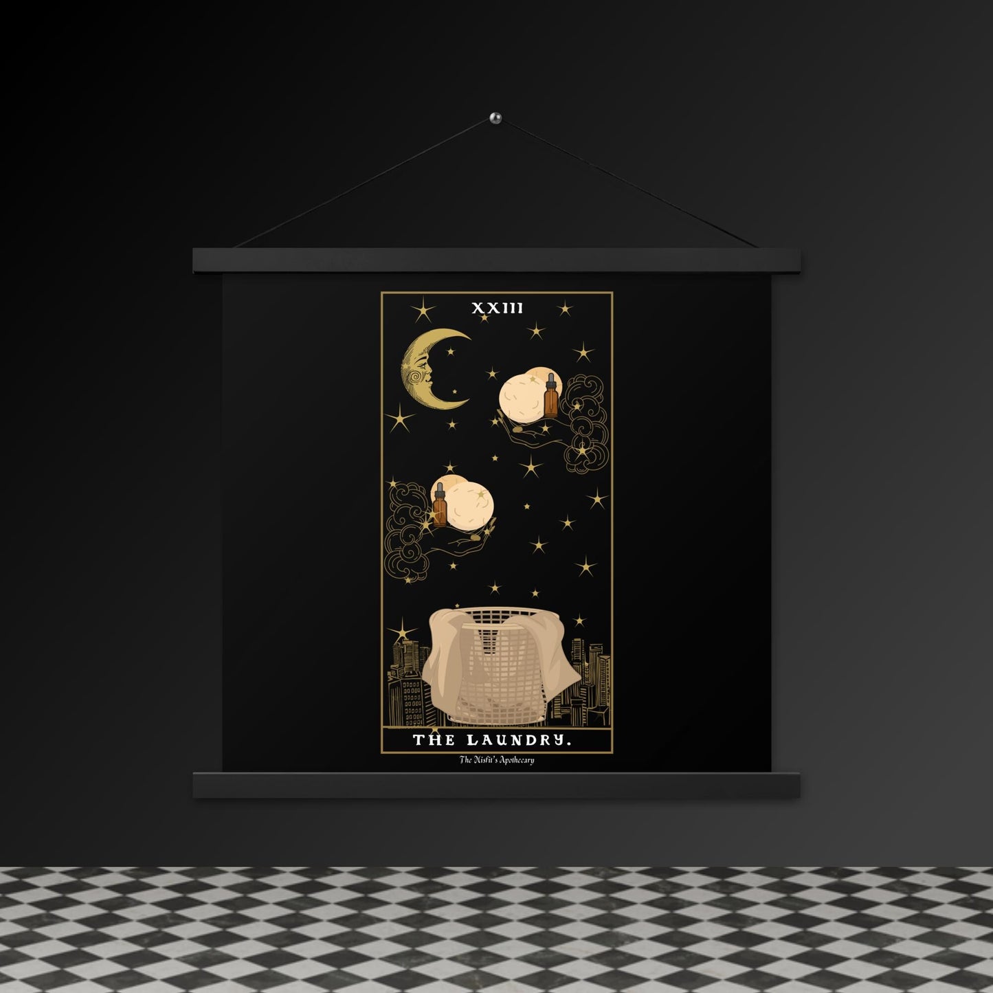 The Laundry Tarot Poster – Mystical Artwork with Wooden Hangers | The Misfits Apothecary