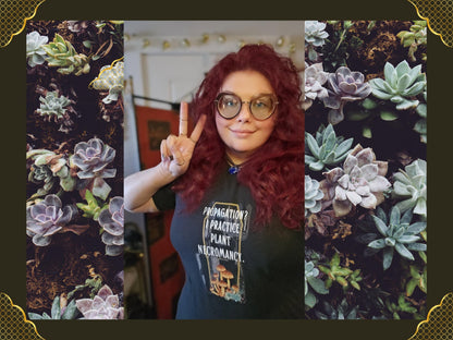 Witchy Plant Propagation Necromancy T-Shirt – Gothic Botanical Tee, Alternative Witchcore Aesthetic, Dark Plant Lover Gift Ostara shirt