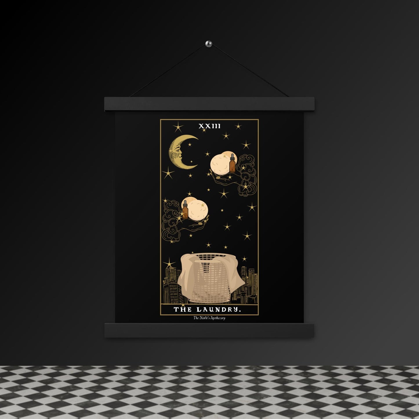The Laundry Tarot Poster – Mystical Artwork with Wooden Hangers | The Misfits Apothecary
