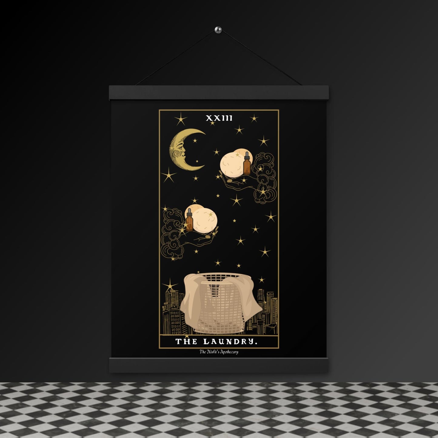 The Laundry Tarot Poster – Mystical Artwork with Wooden Hangers | The Misfits Apothecary