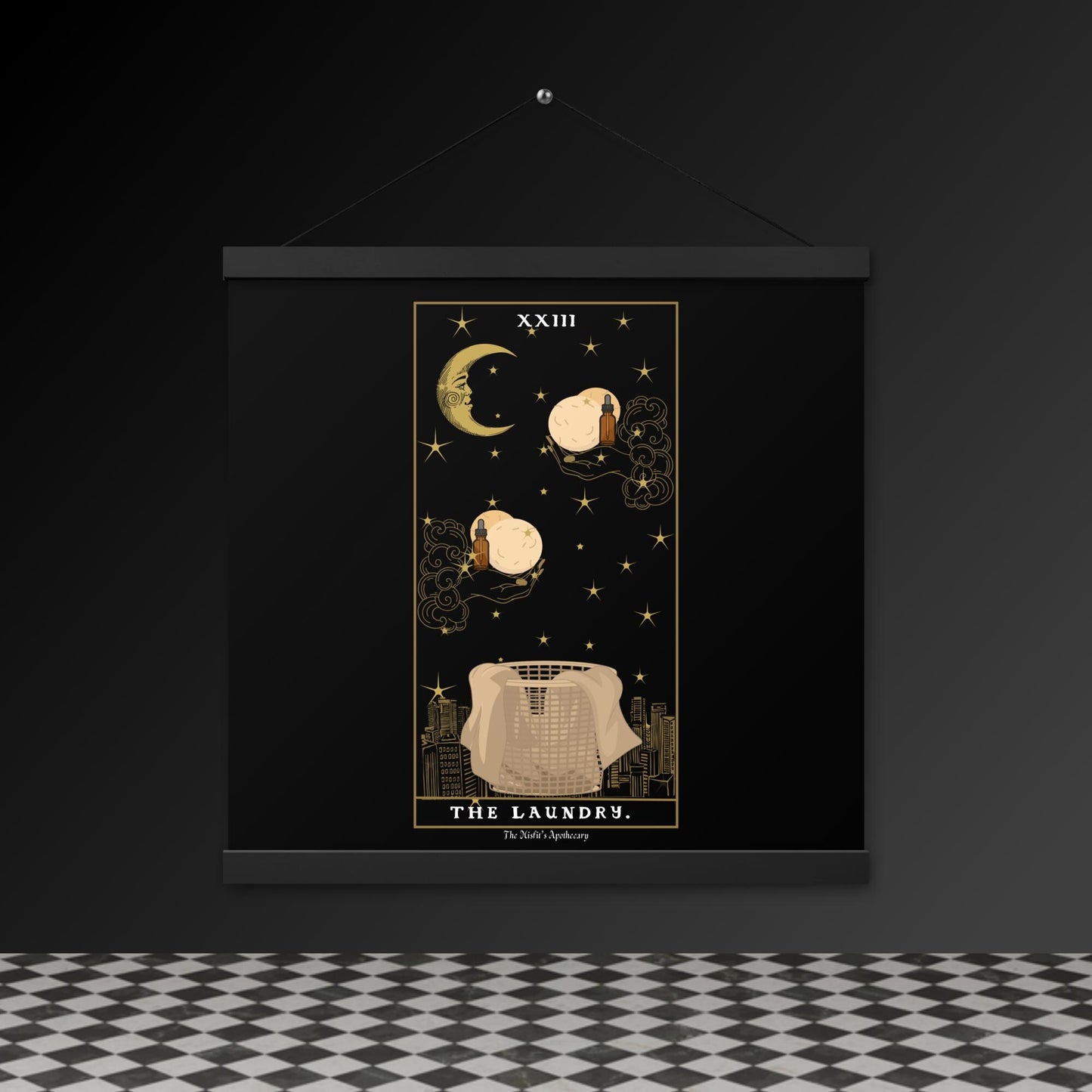 The Laundry Tarot Poster – Mystical Artwork with Wooden Hangers | The Misfits Apothecary